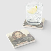 Portret van Marie (Cute Young Girl) Stenen Onderzetter (Zijkant)