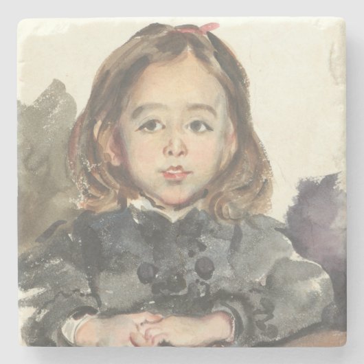 Portret van Marie (Cute Young Girl) Stenen Onderzetter (Voorkant)
