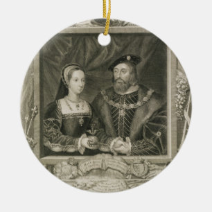 Portret van Mary (1496-1533) Koningin van Frankrij Keramisch Ornament