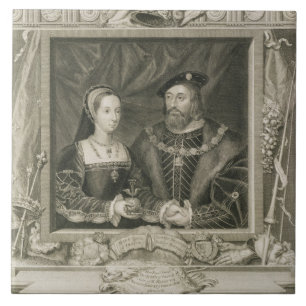 Portret van Mary (1496-1533) Koningin van Frankrij Tegeltje