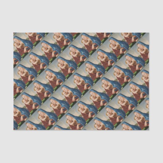 Portret van Mary Holding Baby Jesus Tissuepapier (Voorkant)