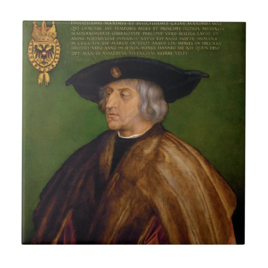 Portret van Maximilian I van Albrecht Durer Tegeltje (Voorkant)