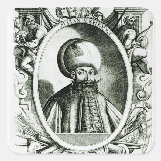 Portret van Mehmet III Vierkante Sticker (Voorkant)