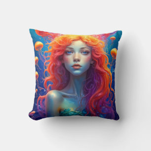 Portret van meisje met oranje haar kussen