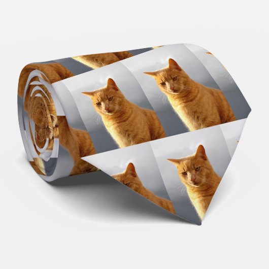 Portret van Merlin de gemberkat Stropdas (Opgerold)