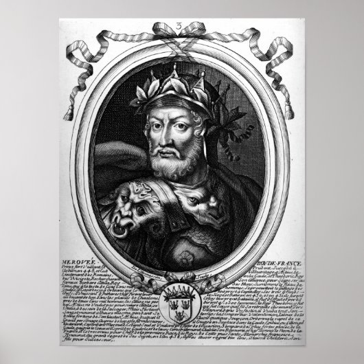 Portret van Merovech King van de Salian Franks Poster (Voorkant)