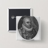 Portret van Michel de Montaigne Vierkante Button 5,1 Cm (Voorkant /achterkant)
