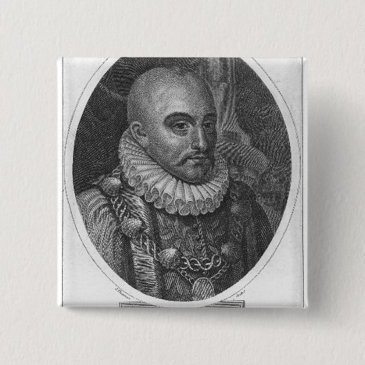 Portret van Michel de Montaigne Vierkante Button 5,1 Cm (Voorkant)