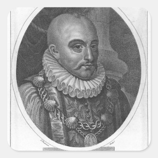 Portret van Michel de Montaigne Vierkante Sticker (Voorkant)