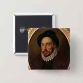 Portret van Michel Eyquem de Montaigne Vierkante Button 5,1 Cm (Voorkant /achterkant)