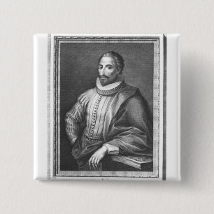 Portret van Miguel de Cervantes Saavedra Vierkante Button 5,1 Cm