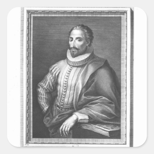 Portret van Miguel de Cervantes Saavedra Vierkante Sticker (Voorkant)