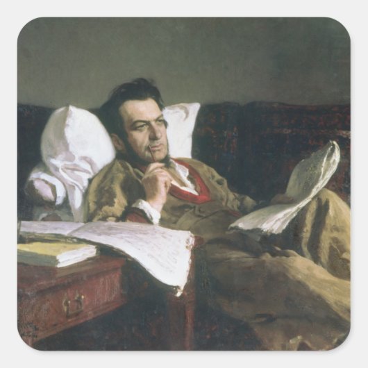 Portret van Mikhail Glinka Vierkante Sticker (Voorkant)