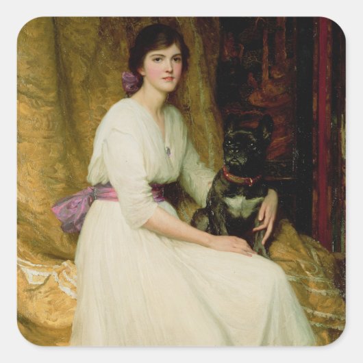 Portret van Miss Dorothy Dicksee Vierkante Sticker (Voorkant)