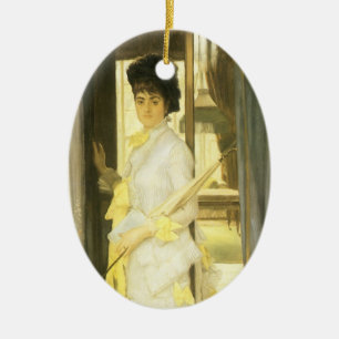 Portret van Miss Lloyd door Tissot, Vintage Portre Keramisch Ornament
