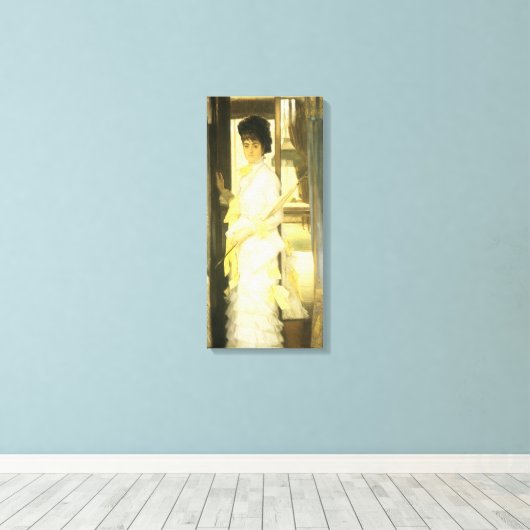 Portret van Miss Lloyd van Tissot, portret Canvas Afdruk (Insitu (Houten vloer))