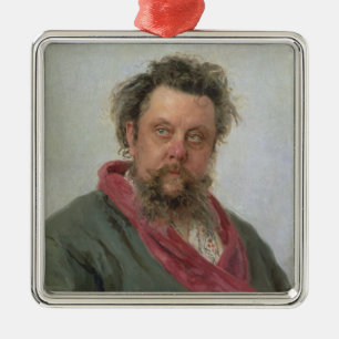 Portret van Modest Petrovich Moussorgsky 1881 Metalen Ornament