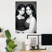 Portret van moeder en dochter | AI Art Poster (Thuiskantoor)