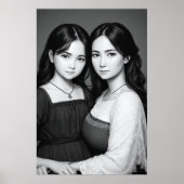 Portret van moeder en dochter | AI Art Poster (Voorkant)