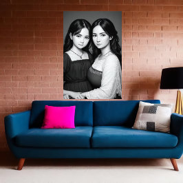 Portret van moeder en dochter | AI Art Poster