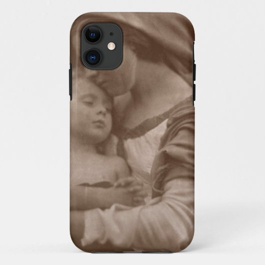 Portret van moeder en kind (foto sepia) Case-Mate iPhone case (Achterkant)