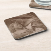 Portret van moeder en kind (foto sepia) drankjes onderzetter (Linkerzijde)