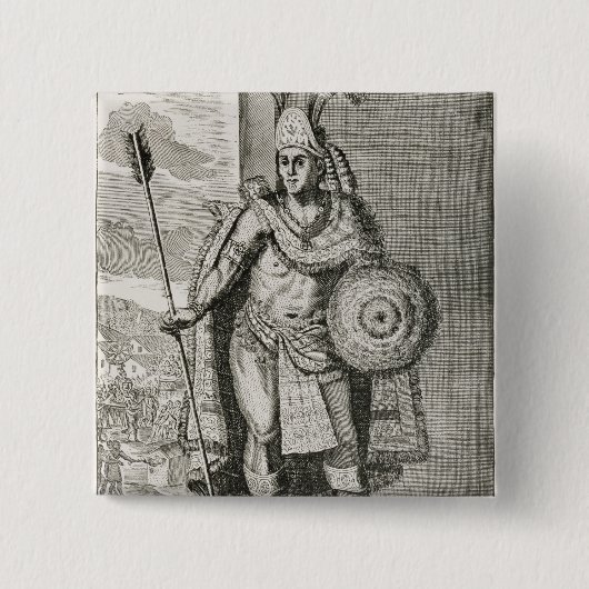 Portret van Montezuma II Vierkante Button 5,1 Cm (Voorkant)