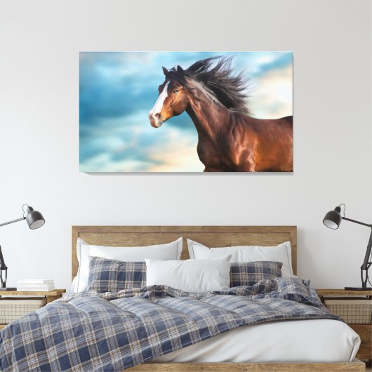 Portret van mooi paard met lange manen canvas afdruk (Insitu (Slaapkamer))