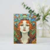 Portret van mooie vrouw in Glas in lood stijl Briefkaart (Staand voorkant)