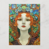 Portret van mooie vrouw in Glas in lood stijl Briefkaart (Voorkant)