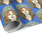 Portret van mooie vrouw in Glas in lood stijl Cadeaupapier (Rol Hoek)