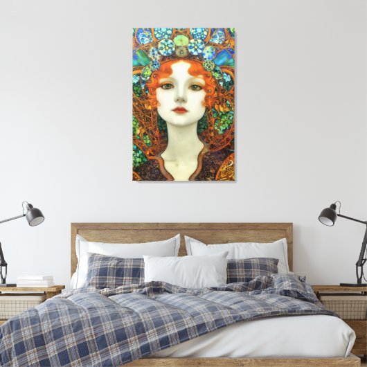 Portret van mooie vrouw in Glas in lood stijl Canvas Afdruk (Insitu (Slaapkamer))