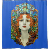 Portret van mooie vrouw in Glas in lood stijl Douchegordijn (Voorkant)