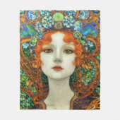 Portret van mooie vrouw in Glas in lood stijl Fleece Deken (Voorkant)