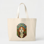 Portret van mooie vrouw in Glas in lood stijl Grote Tote Bag (Voorkant)