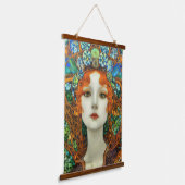 Portret van mooie vrouw in Glas in lood stijl Hangend Wandkleed (Gebogen)