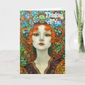 Portret van mooie vrouw in Glas in lood stijl Kaart (Voorkant)