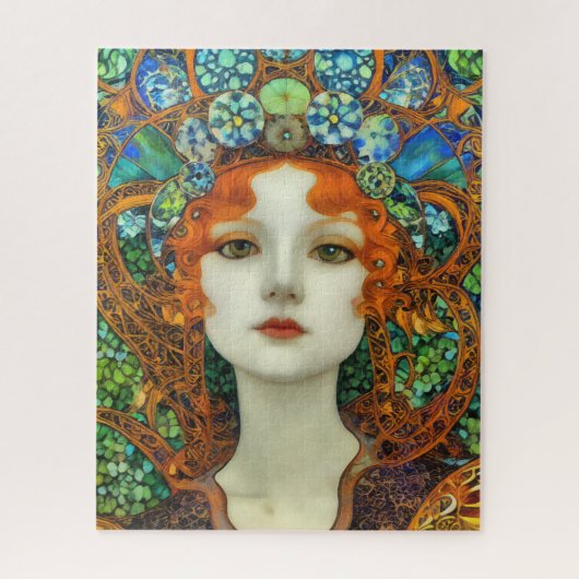 Portret van mooie vrouw in Glas in lood stijl Legpuzzel (Verticaal)