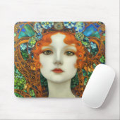 Portret van mooie vrouw in Glas in lood stijl Muismat (Met muis)