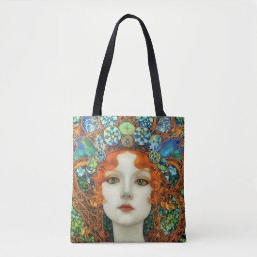 Portret van mooie vrouw in Glas in lood stijl Tote Bag (Voorkant)