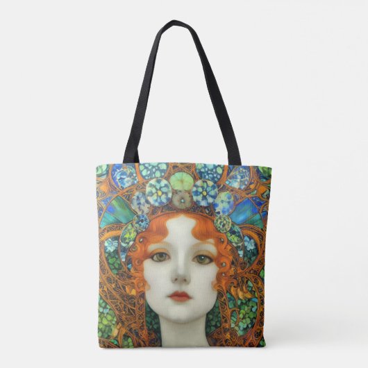 Portret van mooie vrouw in Glas in lood stijl Tote Bag (Achterkant)