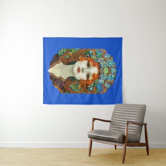 Portret van mooie vrouw in Glas in lood stijl Wandkleed (In Situ (horizontaal))