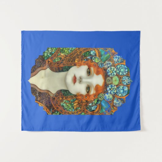 Portret van mooie vrouw in Glas in lood stijl Wandkleed (Voorkant (horizontaal))