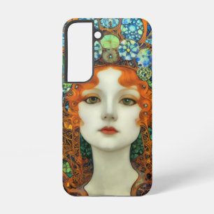 Portret van mooie vrouw in glas-in-loodstijl samsung galaxy hoesje