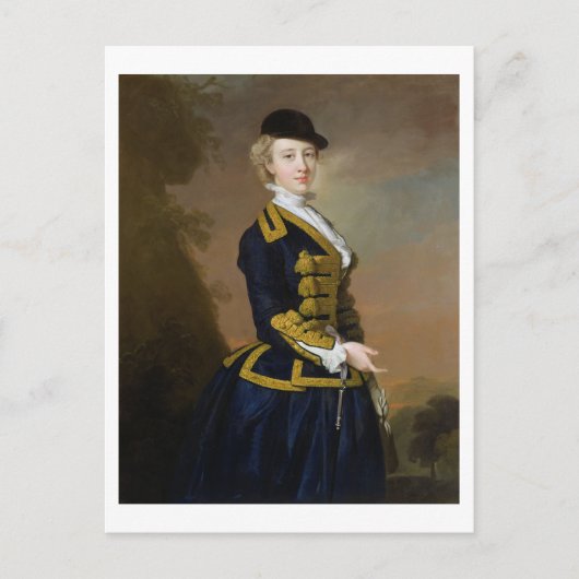 Portret van Nancy Fortesque met een donkerblauw Briefkaart (Voorkant)