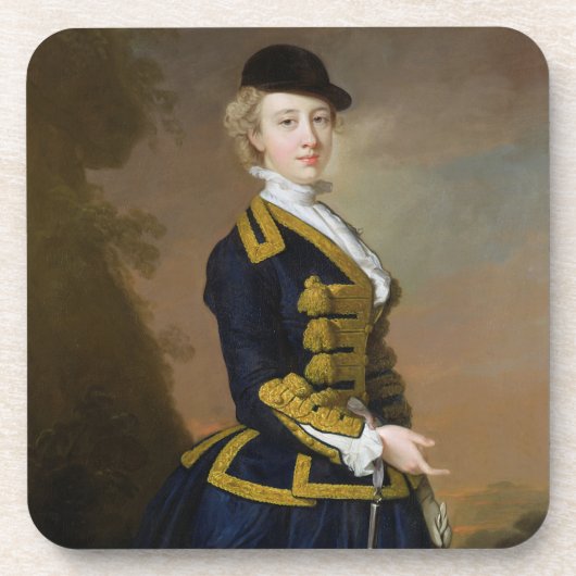 Portret van Nancy Fortesque met een donkerblauw Onderzetter (Voorkant)