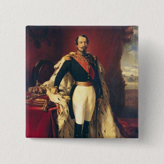 Portret van Napoleon III keizer van Frankrijk Vierkante Button 5,1 Cm (Voorkant)