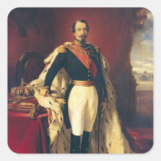 Portret van Napoleon III keizer van Frankrijk Vierkante Sticker (Voorkant)