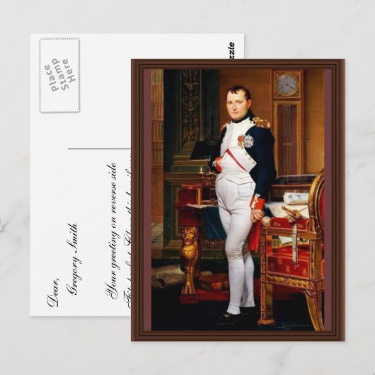 Portret van Napoleon in zijn studie van Jacques-Lo Briefkaart (Voorkant / Achterkant)