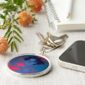 Portret van Neon Pink Anime Style Girl Sleutelhanger (Zijkant)